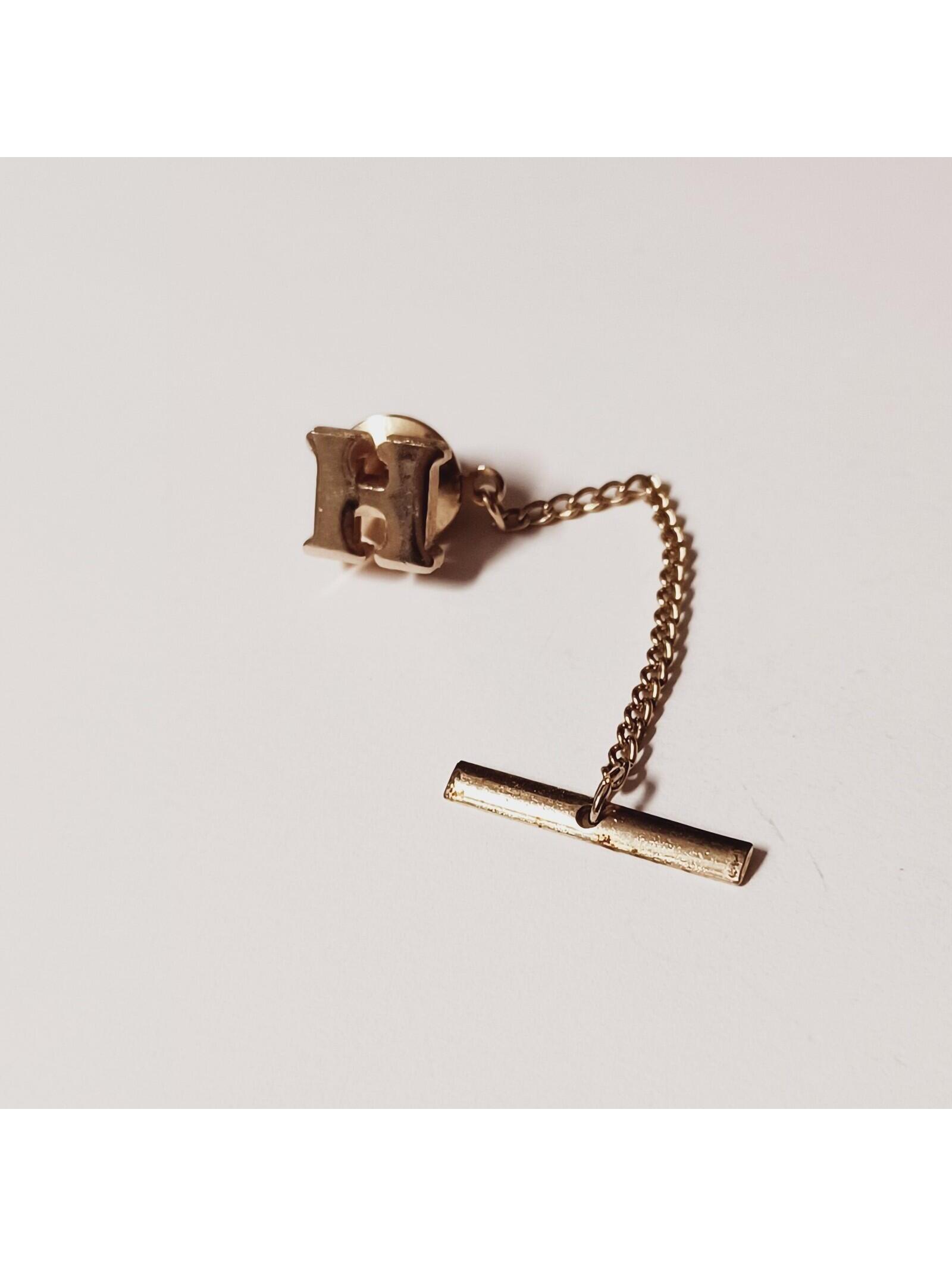 Capital Alphabet Letter H Gold Tone Tac Label Pin
